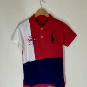 Red Color-Blocked Polo