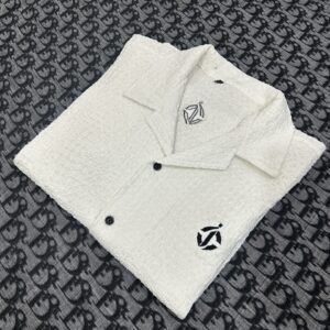 White Bubble Coat Collar Shirt